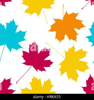 Vector seamless pattern with maple leaves. Autumn fall. Stock Vector