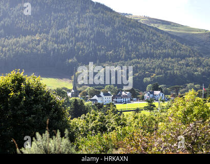 St Johns village view from Tynwald Hill Stock Photo