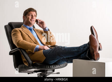 Caucasian mature handsome male in a studio Stock Photo