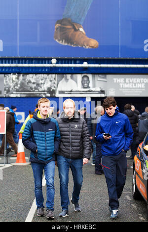 Fans going into Goodison Park Liverpool for a home game against Sunderland Stock Photo