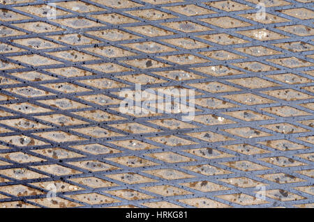 Non-slip steel grating step background. Grunge steel background Stock Photo
