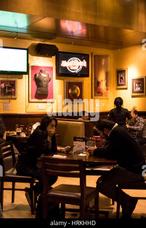 Diners in the Hard Rock Cafe. Medellin, Colombia. Stock Photo