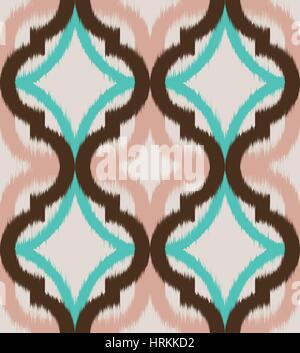 Seamless ikat pattern in pink and khaki colors. Vector tribal ...