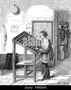 Manual Typesetter, 19th Century Stock Photo - Alamy