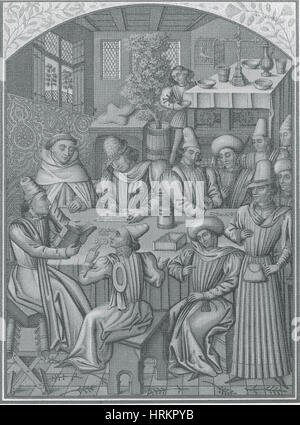 Medieval Accountants, 1466 Stock Photo