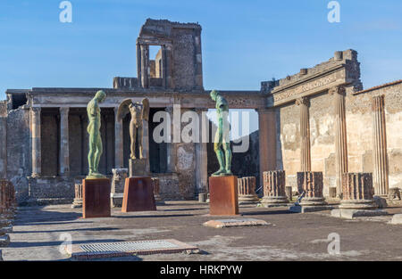 A view ancient ruins in city of Pompeii, Italy. Stock Photo