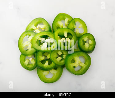Cut jalapeno slices Stock Photo