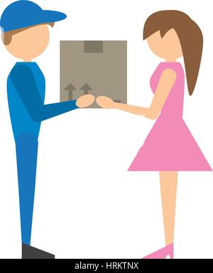 Man delivery give pizza box icon, isometric style Stock Vector Image