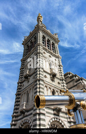Notre Dame de la Garde (Our Lady of the Guard), a Catholic basilica and pilgrimage site in Marseille, France Stock Photo