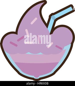cartoon milk shake cream straw with chips Stock Vector