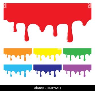 Paint Dripping Colorful Design Elements Stock Vector
