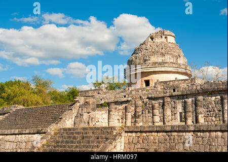 The observatory at Chichen Itza, Mexico, Yucatan Stock Photo