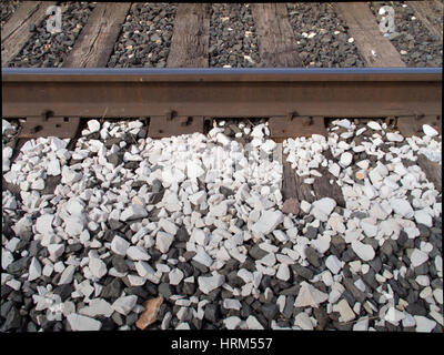 Union Pacific railroad tracks in Alpine, West Texas. Stock Photo