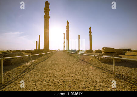 view on the ruins of persepolis in Iran Stock Photo