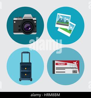 collection travel equipment concept Stock Vector
