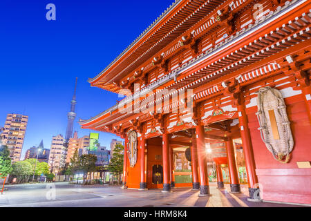 Sensoji Temple gate and Skytree Tower in Tokyo, Japan. Stock Photo