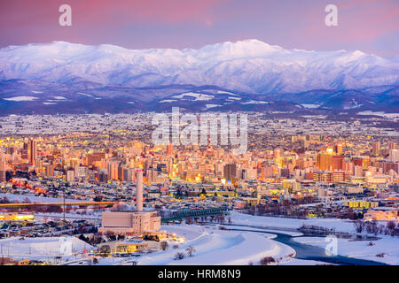 Asahikawa, Japan winter cityscape in Hokkaido. Stock Photo