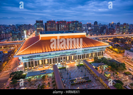 Taipei, Taiwan downtown skyline over the station. Stock Photo