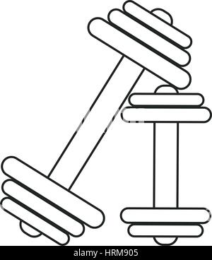 barbell fitness sport thin line Stock Vector