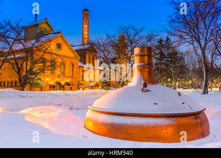 SAPPORO, JAPAN - FEBRUARY 17, 2017: Sapporo Beer Museum at night. The building was first opened as Kaitakushi Brewery in 1876. Stock Photo