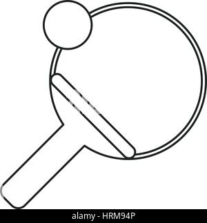 ping pong paddle ball thin line Stock Vector