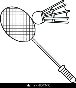 badminton racket shuttlecock sport thin line Stock Vector