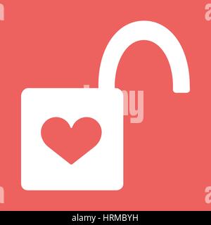 Heart Padlock open in. Flat Icon Stock Vector