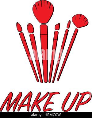 Makeup brush set Stock Vector