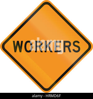 United States MUTCD road sign - Workers. Stock Photo