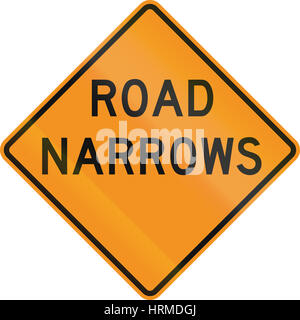 United States MUTCD road sign - Road narrows. Stock Photo