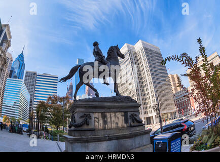 Equestrian statue of General George B McClellan, Philadelphia, Pennsylvania,  USA Stock Photo