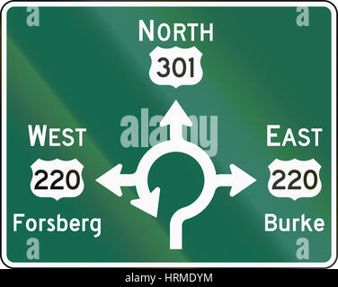 United States MUTCD guide road sign - Destination sign. Stock Photo