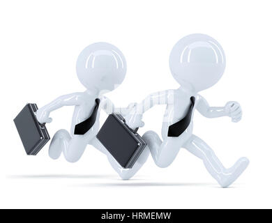 Running businesspeople. Conceot of competition. Isolated. Contains clipping path Stock Photo