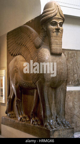 Lamassu from the Palace of Sargon II. Assyrians. 706 BC. Khorsabad Palace. British Museum. London. United Kingdom.