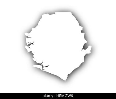 Map of Sierra Leone with shadow Stock Photo - Alamy