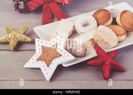 Christmas dessert, nougats and shortbread. Typical Spanish Christmas dessert Stock Photo