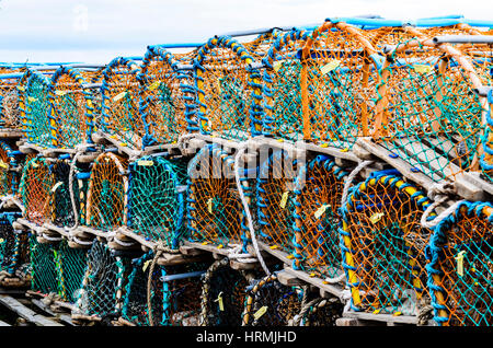 Lobster pots drying Stock Photo