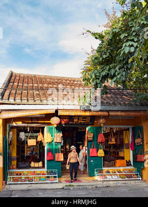 Leather goods shop in Hoi An Ancient Town. Quang Nam Province, Vietnam. Stock Photo