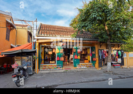 Leather goods shop in Hoi An Ancient Town. Quang Nam Province, Vietnam. Stock Photo