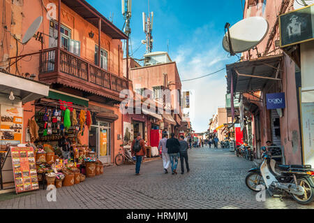 Marrakesh, Morocco - December 8, 2016: People walking on the street in Marrakesh, Morocco, Africa. Stock Photo