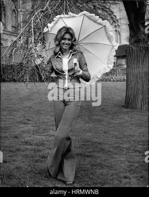 Apr. 04, 1974 - Eurovision Song Contest '74 At Brighton: Contestants from all over Europe were arriving in Brighton this week for the Eurovision Song Contest which takes place on Saturday night 6th April. Photo shows Olivia Newton-John who sings for United Kingdom out in Brighton. (Credit Image: © Keystone Press Agency/Keystone USA via ZUMAPRESS.com) Stock Photo