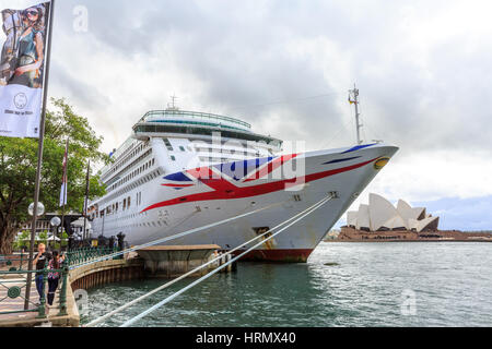 Sydney, Australia. Friday 3rd March 2017. P&O Cruise ship MV Aurora in Circular Quay before leaving Sydney later today. Stock Photo