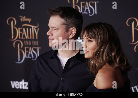 Los Angeles, USA. 02nd Mar, 2017.  Matt Damon, Luciana Bozan Barroso 067 at the Disney s 'Beauty and the Beast premiere at El Capitan Theatre in Los Angeles. March 2, 2017 Credit: Tsuni / USA/Alamy Live News Stock Photo