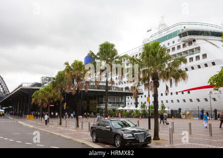 Sydney, Australia. Friday 3rd March 2017. P&O Cruise ship MV Aurora in Circular Quay before leaving Sydney later today. Stock Photo