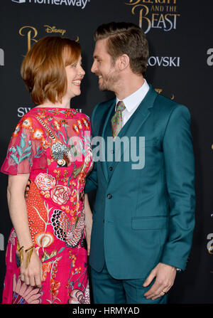 Los Angeles, USA. 02nd Mar, 2017. Actor Dan Stevens & wife Susie Hariet at the premiere for Disney's 'Beauty and the Beast' at the El Capitan Theatre, Hollywood. Picture Credit: Sarah Stewart/Alamy Live News Stock Photo