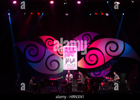Jakarta, Indonesia. 3rd Mar, 2017. Band Michal Martyniuk Quartet perform during the Jakarta International BNI Java Jazz Festival 2017 in Jakarta, Indonesia, March 3, 2017. The Jakarta International BNI Java Jazz Festival is held from March 3 to 5. Credit: Du Yu/Xinhua/Alamy Live News Stock Photo
