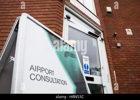 Windsor, UK. 3rd March, 2017. A sign indicates the Government public consultation in Windsor on plans to expand Heathrow airport with a third runway. Credit: Mark Kerrison/Alamy Live News Stock Photo