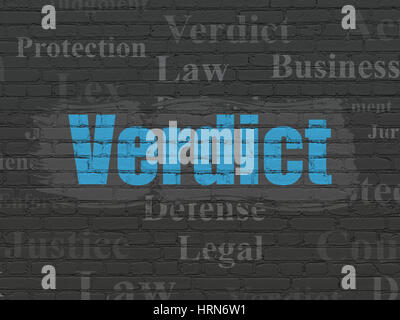 Law concept: Verdict on wall background Stock Photo