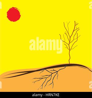 tree in a drought summer Stock Vector
