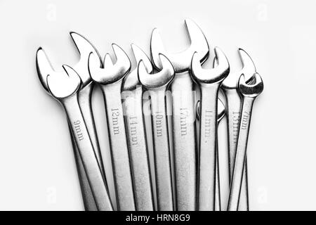 A set of spanners over white background Stock Photo